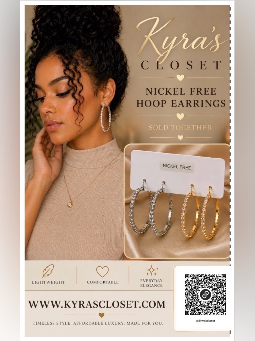 New ✨ Nickel-Free Rhinestone Hoop Earrings – 2 Pairs (Gold Tone + Silver Tone) ✨